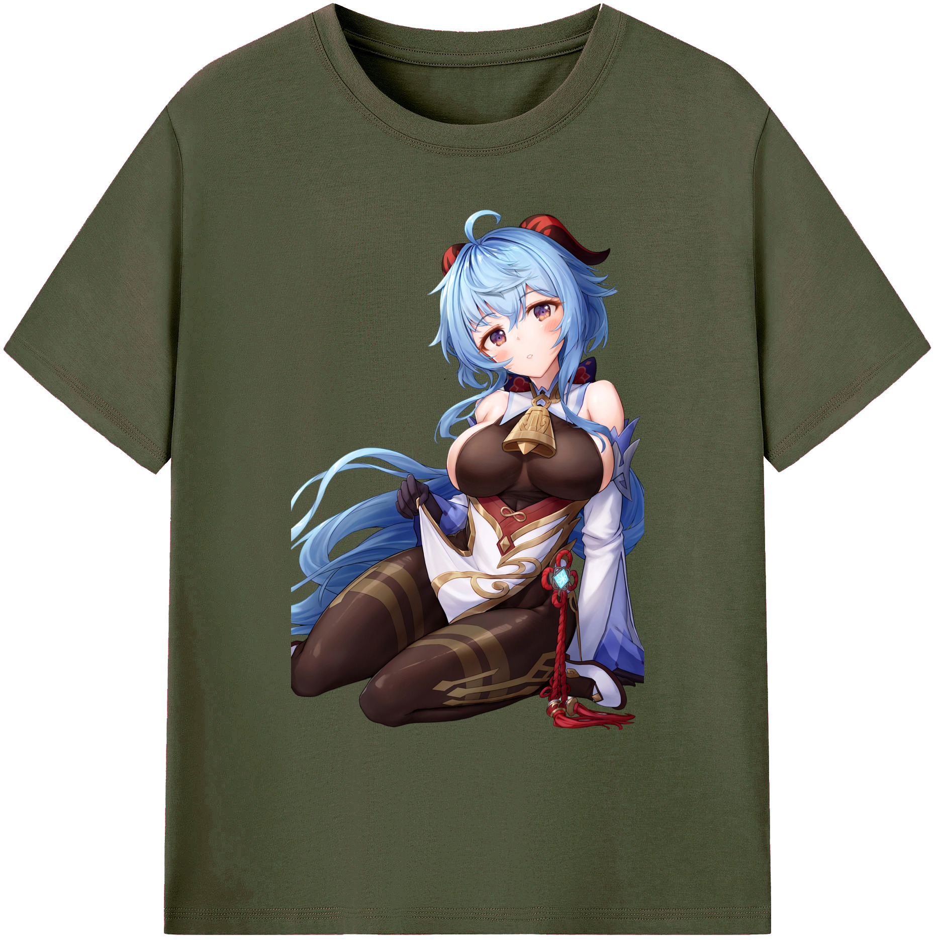 げんし神 甘雨 かんう genshin Ganyu 綿100％ メンズ半袖Tシャツ｜肌触りやわらか＆通気性